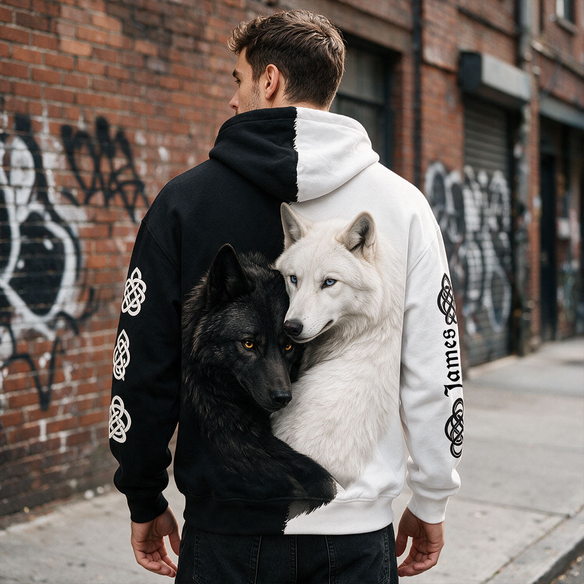 Black & White Wolf - Personalized Wolf All Over Shirt