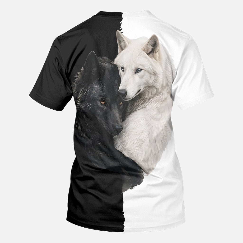 Black & White Wolf - Personalized Wolf All Over Shirt