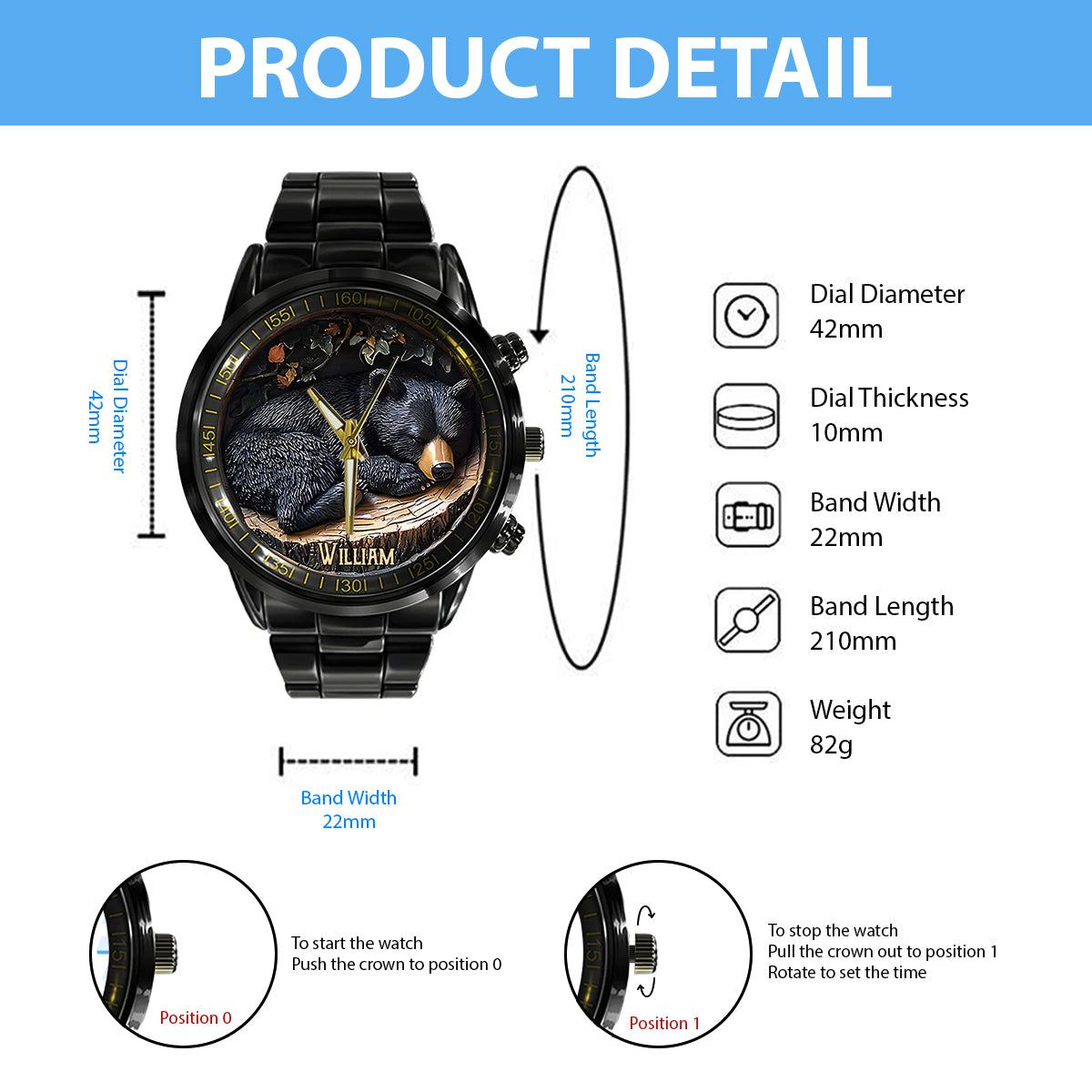 Black Bear - Personalized Hunting Hand Watch