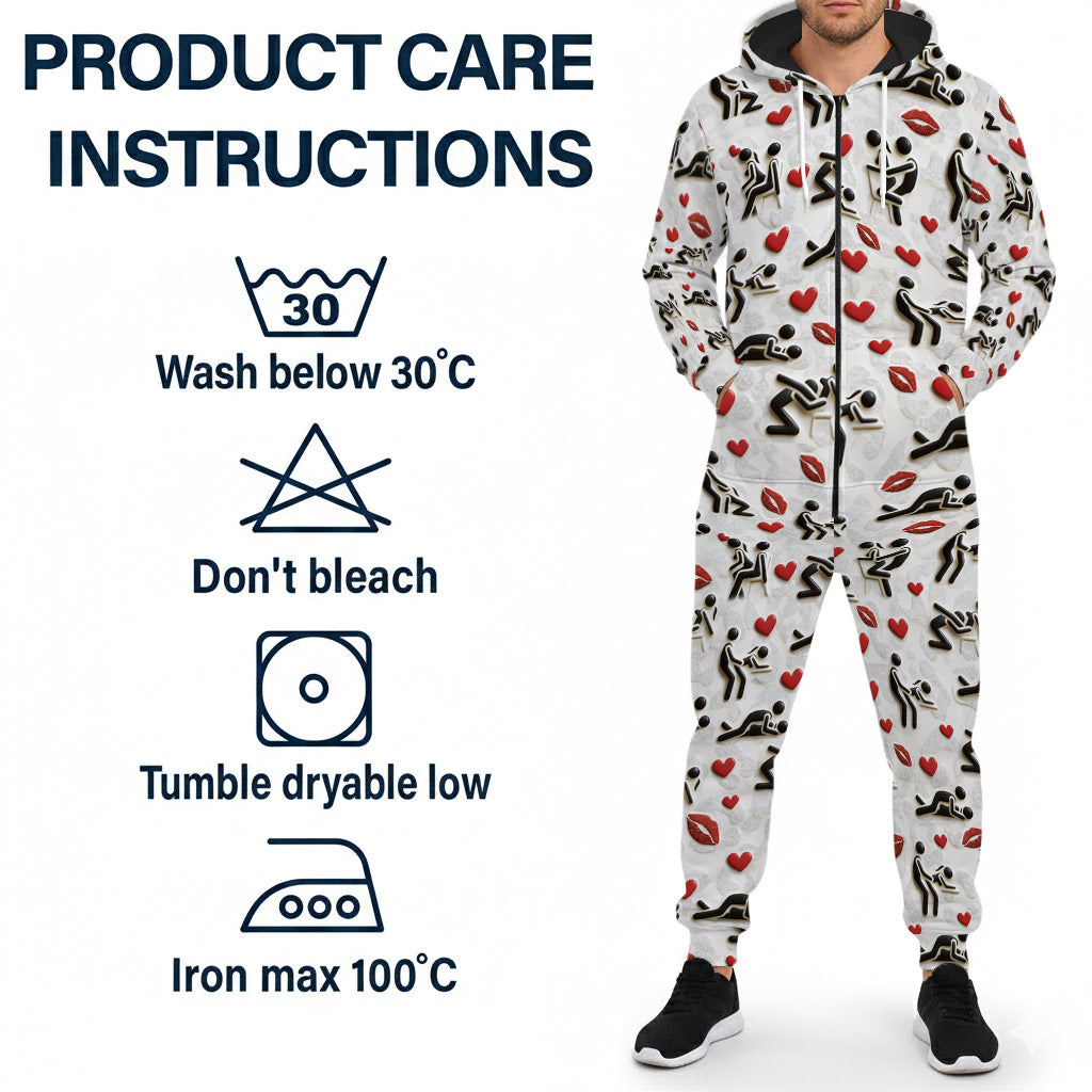 I Love You - Personalized Spicy Couple Hooded Jumpsuit