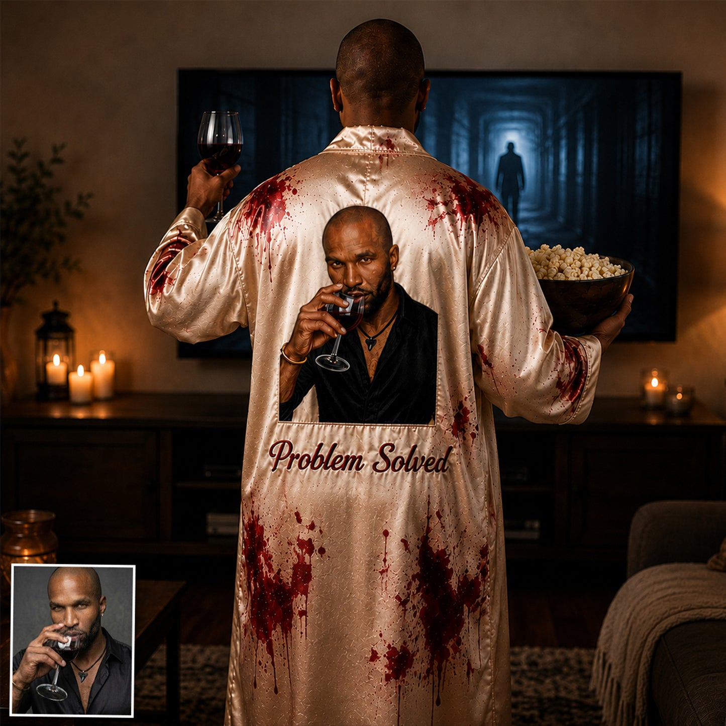 Bloodstained - Personalized Wine Satin Robe