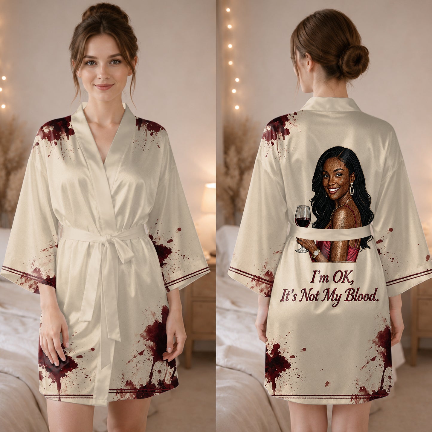 Bloodstained - Personalized Wine Satin Robe