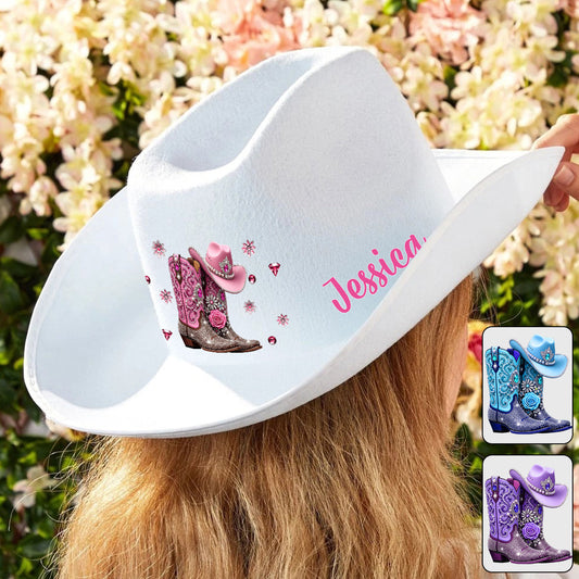 Cowgirl Stay Wild - Personalized Cowgirl Wide Brim Cowboy Hat