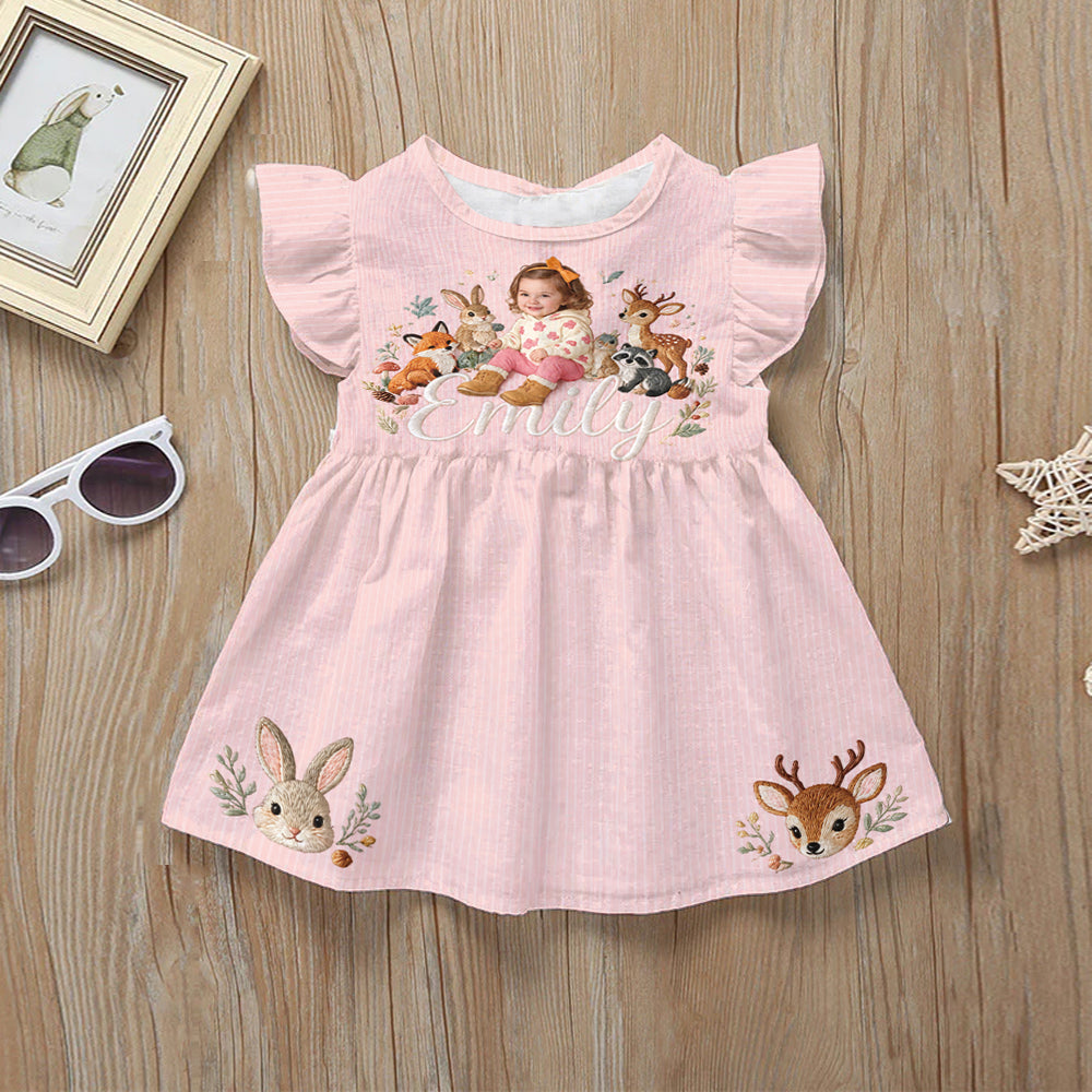 Woodland Cute Gift For Girl/ Daughter/ Granddaughter... - Personalized Kid Kid Ruffle Sleeve Dress