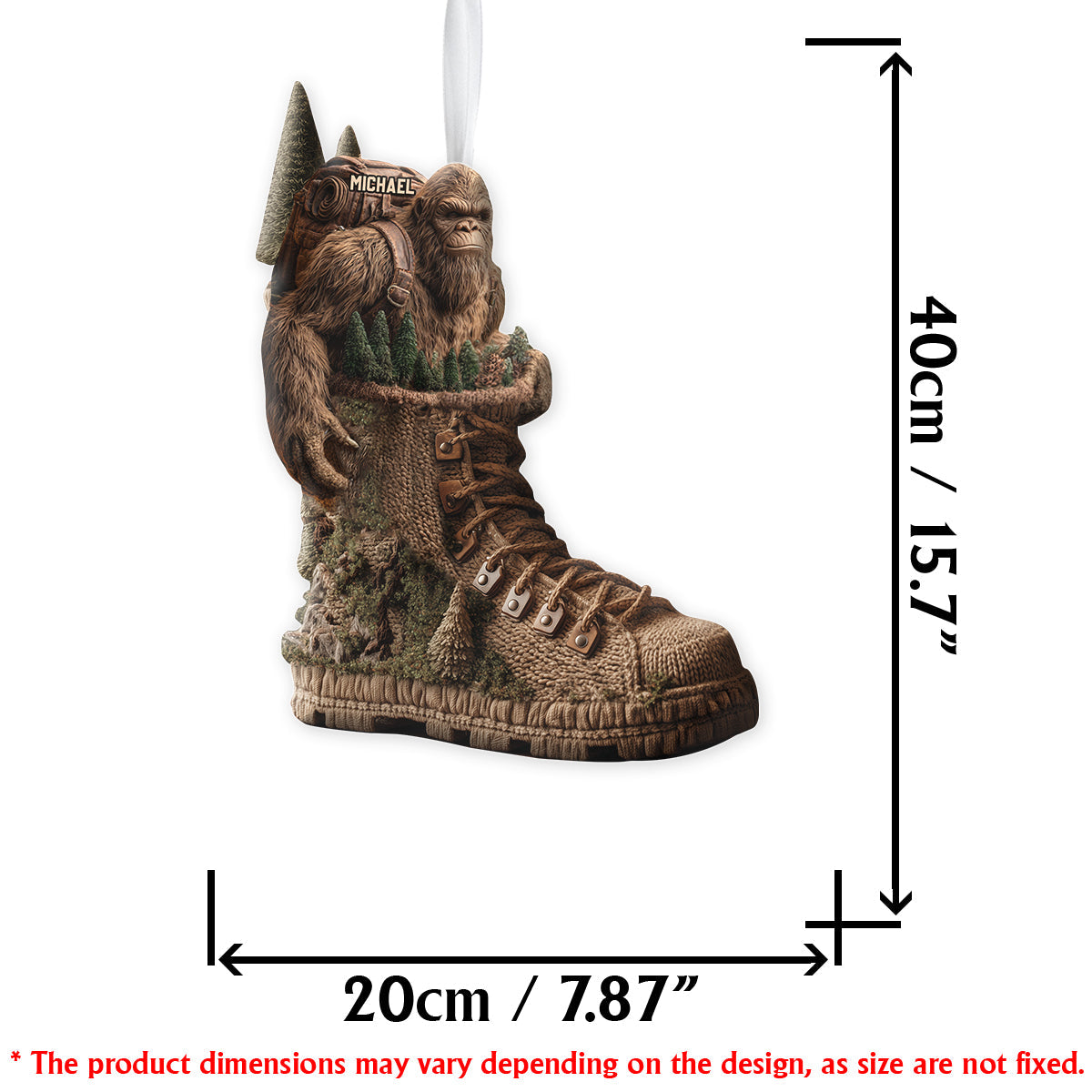 Into The Wood - Personalized Hiking Shaped Christmas Stocking