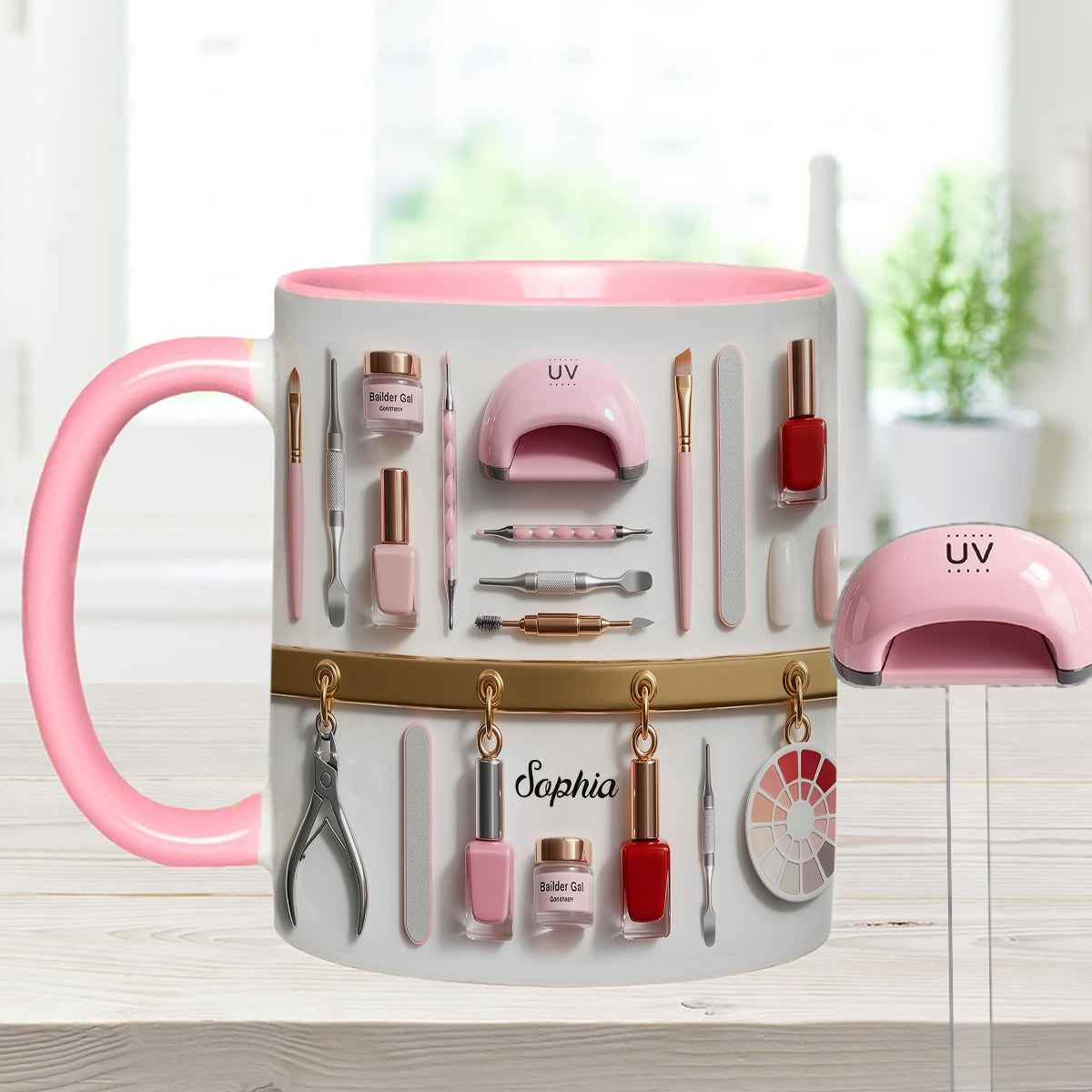 Nail Tech - Personalized Nail Salon Set Accent Mug with Acrylic Stirrers