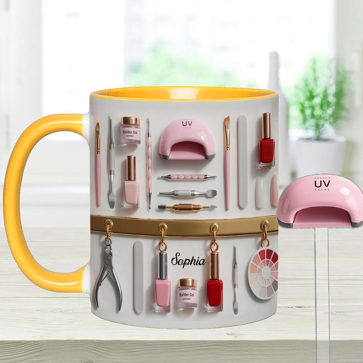Nail Tech - Personalized Nail Salon Set Accent Mug with Acrylic Stirrers
