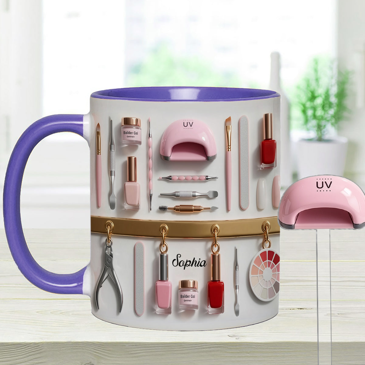 Nail Tech - Personalized Nail Salon Set Accent Mug with Acrylic Stirrers