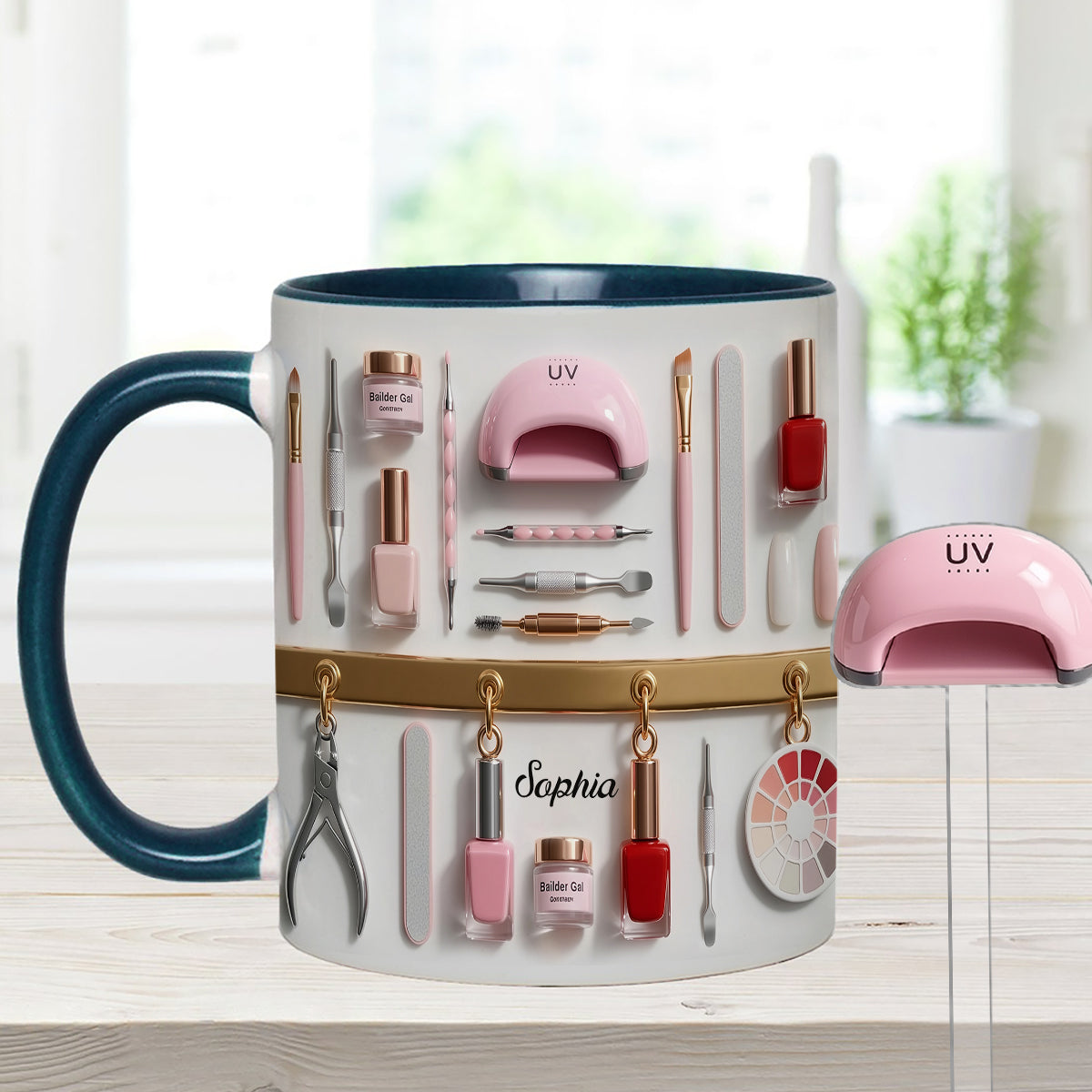 Nail Tech - Personalized Nail Salon Set Accent Mug with Acrylic Stirrers