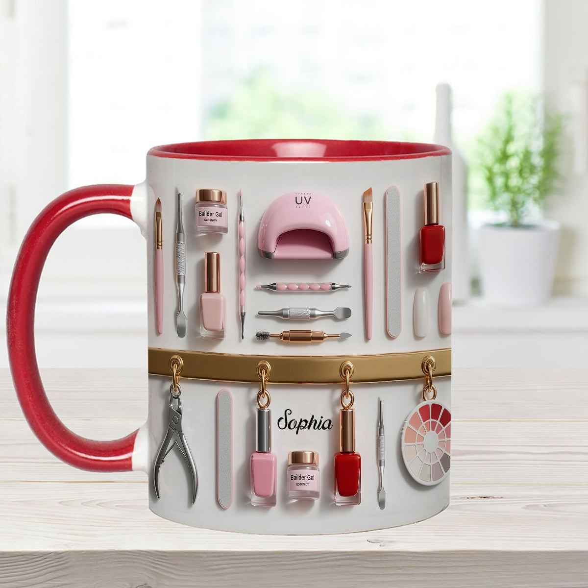 Nail Tech - Personalized Nail Salon Set Accent Mug with Acrylic Stirrers