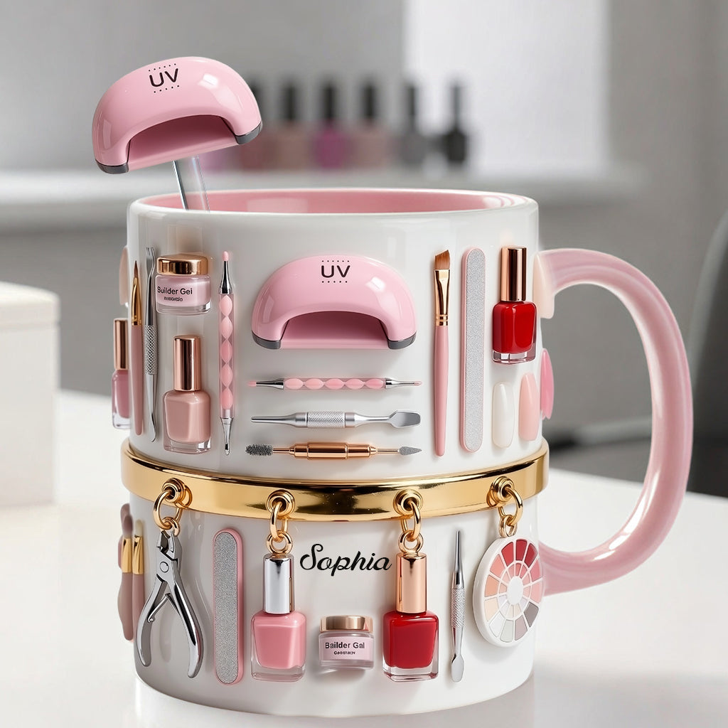 Nail Tech - Personalized Nail Salon Set Accent Mug with Acrylic Stirrers