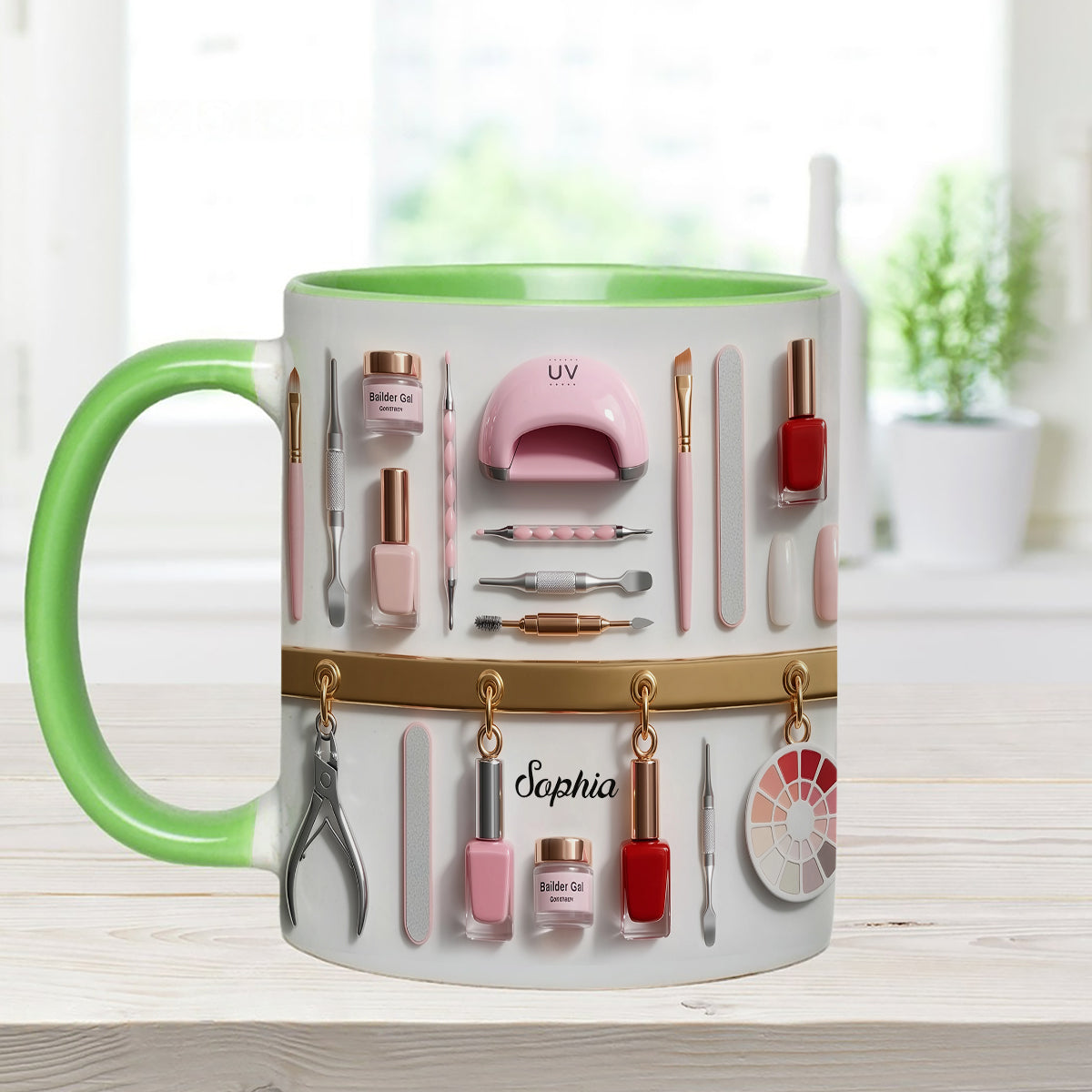 Nail Tech - Personalized Nail Salon Set Accent Mug with Acrylic Stirrers