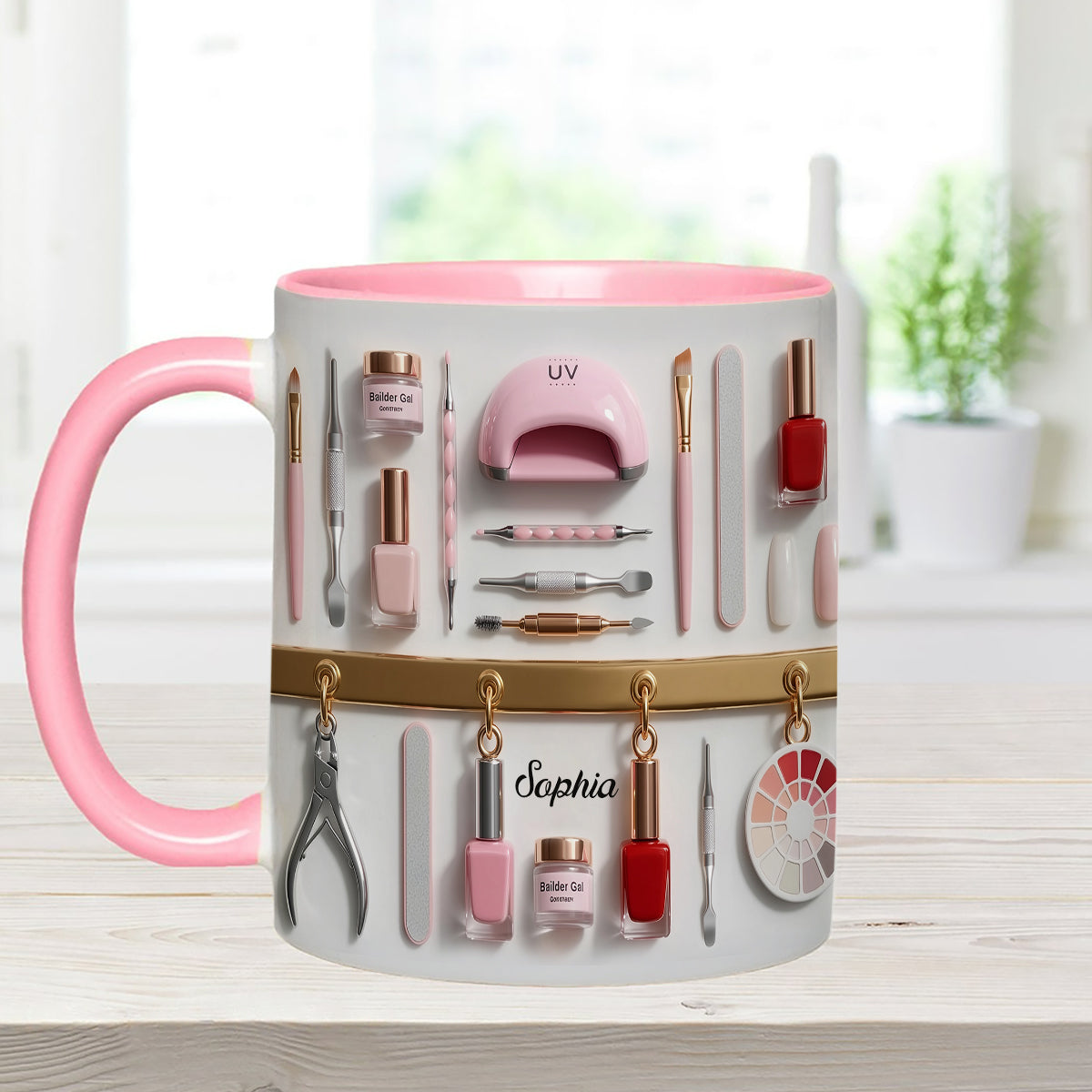 Nail Tech - Personalized Nail Salon Set Accent Mug with Acrylic Stirrers