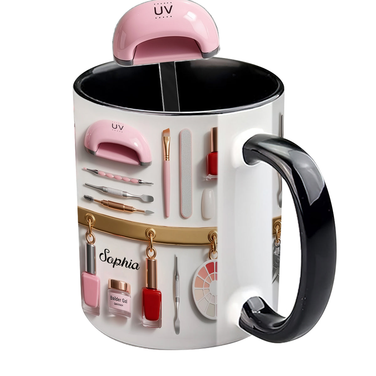 Nail Tech - Personalized Nail Salon Set Accent Mug with Acrylic Stirrers
