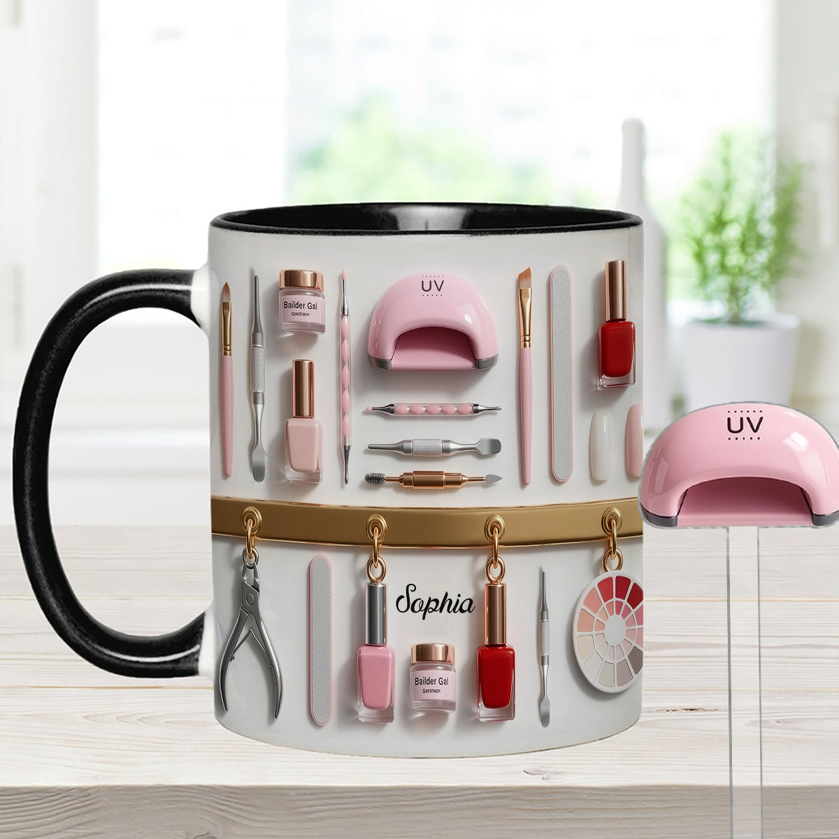 Nail Tech - Personalized Nail Salon Set Accent Mug with Acrylic Stirrers