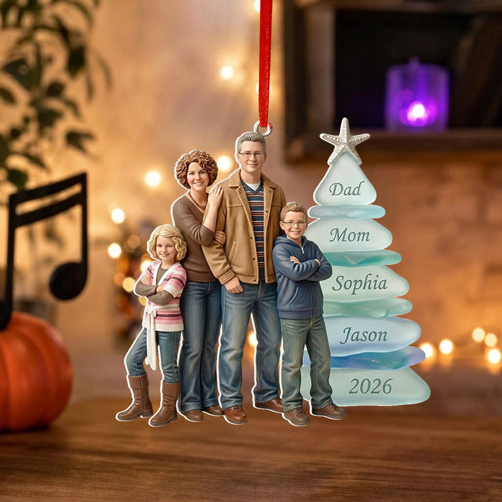 Sea Glass Family - Personalized Family Premium 3D Ornament