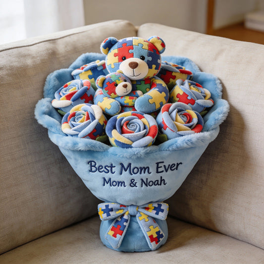 Strong Mama - Personalized Autism Awareness Faux Fur Shaped Pillow