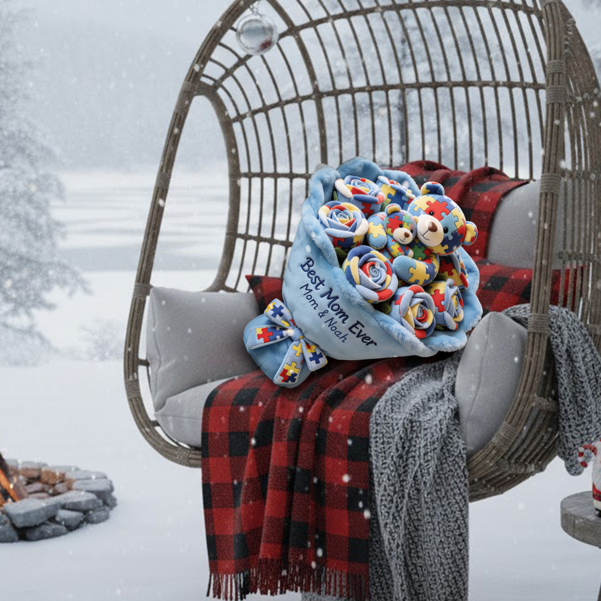 Strong Mama - Personalized Autism Awareness Faux Fur Shaped Pillow