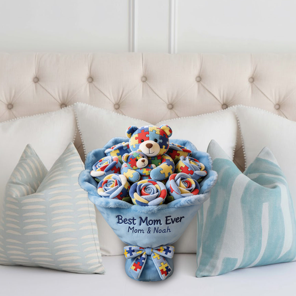 Strong Mama - Personalized Autism Awareness Faux Fur Shaped Pillow