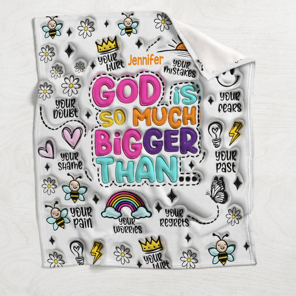 God Is So Much Bigger - Personalized Christian Blanket