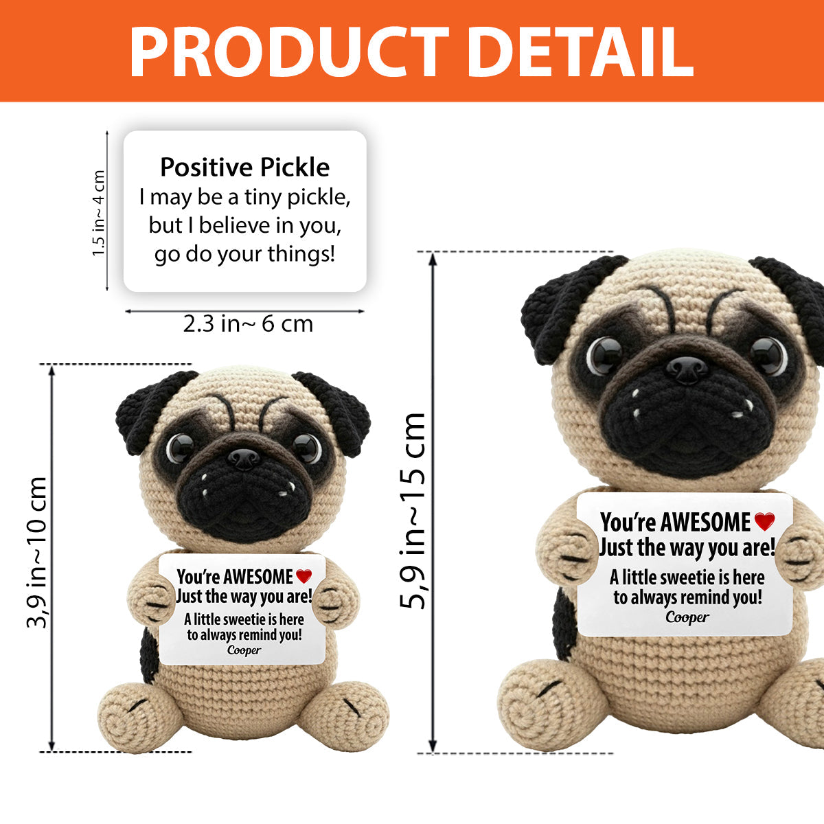 You're Awesome Just The Way You Are, Positive Sayings - Personalized Dog Hand Knitted Figurine