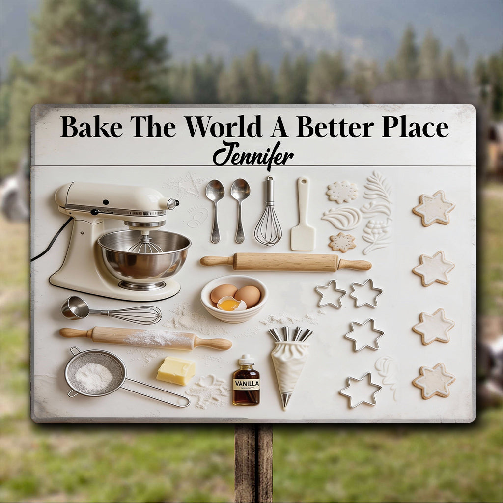 Bake A Better World - Personalized Baking Rectangle Metal Sign