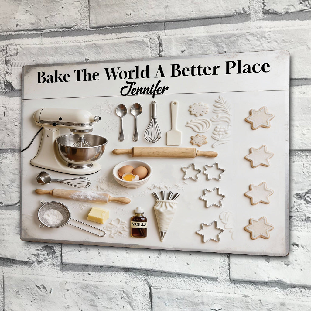 Bake A Better World - Personalized Baking Rectangle Metal Sign