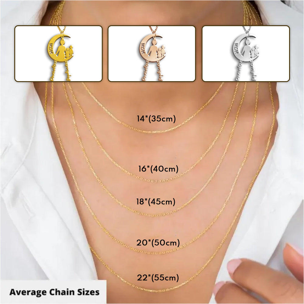 Mom I Love You To The Moon And Back - Personalized Mother Necklace with Charms