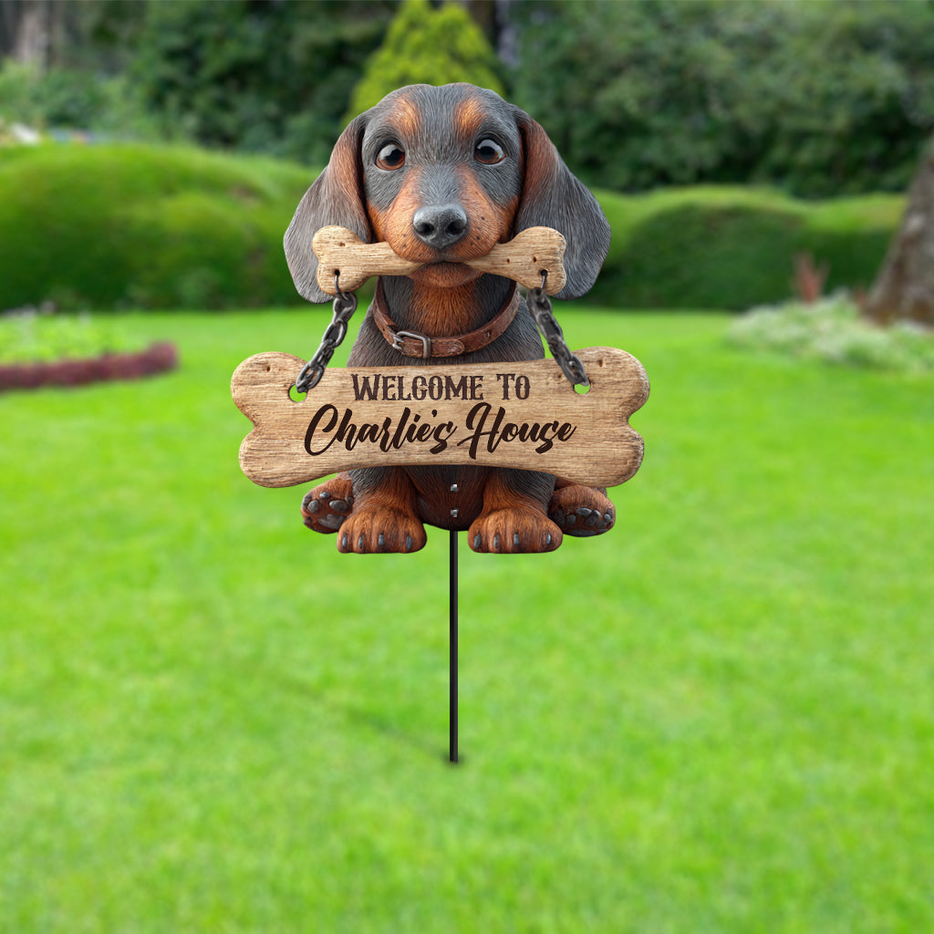 Welcome - Personalized Dachshund Metal Garden Art