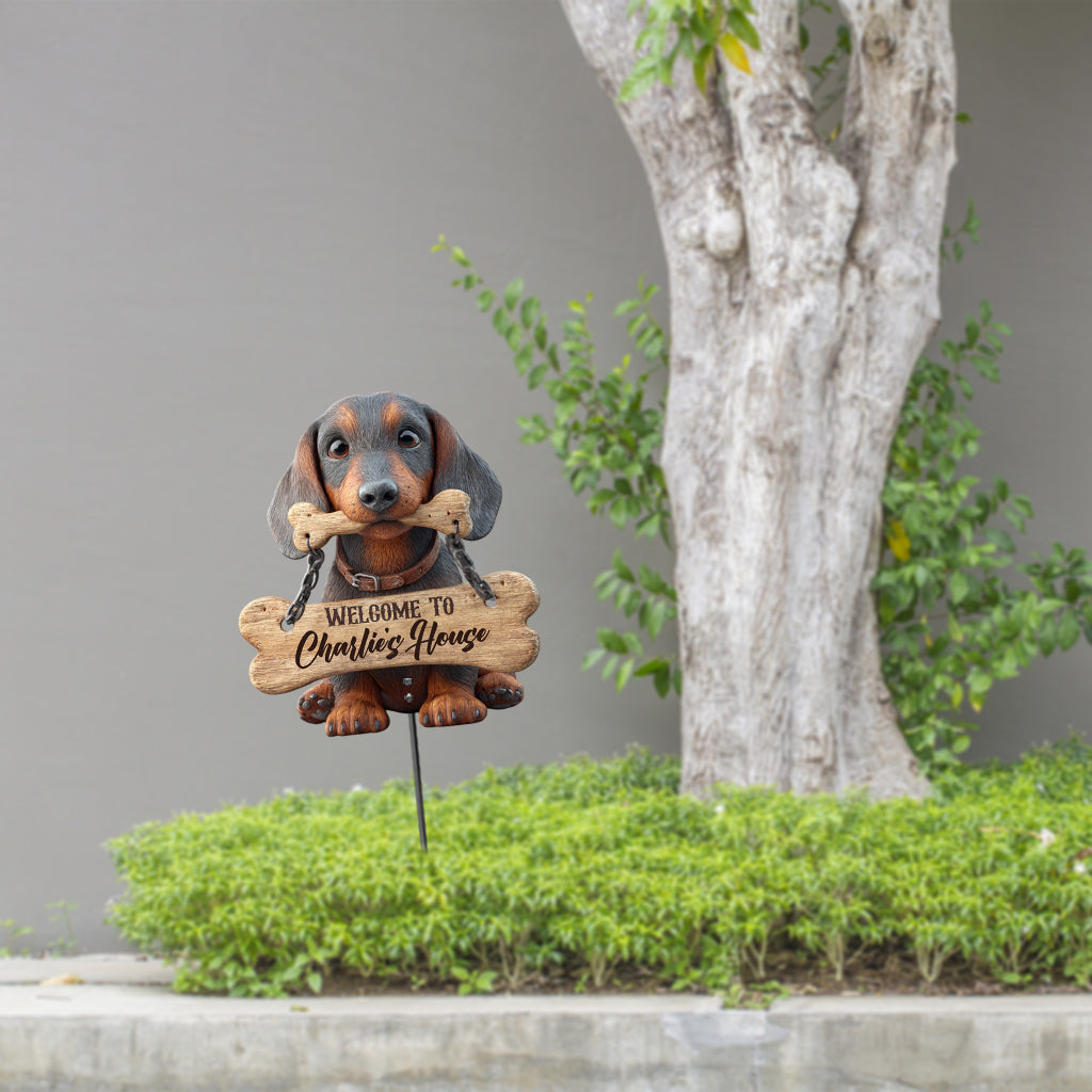 Welcome - Personalized Dachshund Metal Garden Art