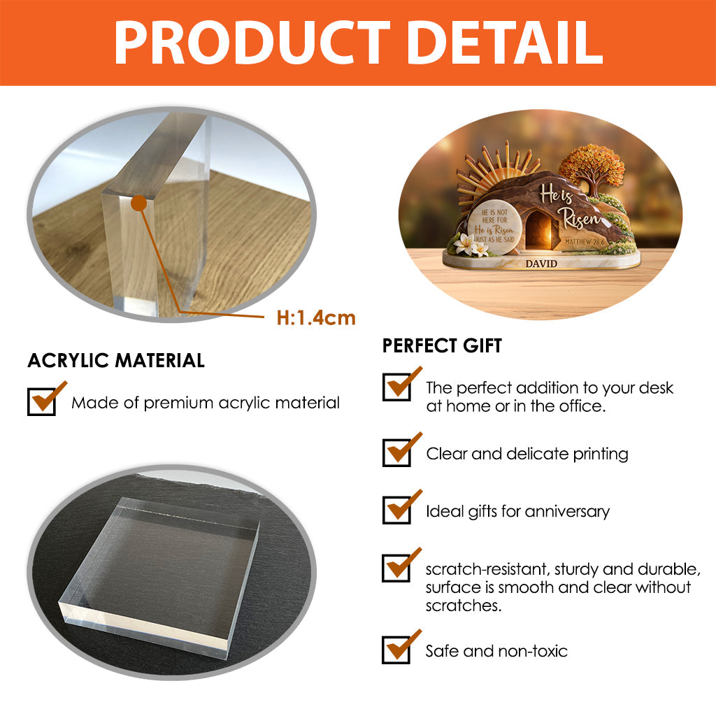 He Is Risen - Personalized Christian Custom Shaped Acrylic Plaque