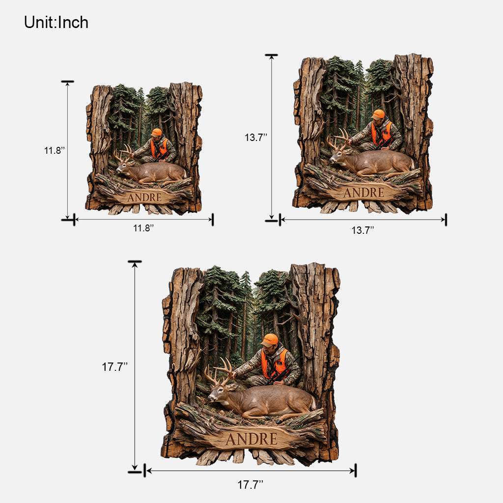Tree Trunk Style Wall Decor - Personalized Hunting Custom Shaped Wood Sign