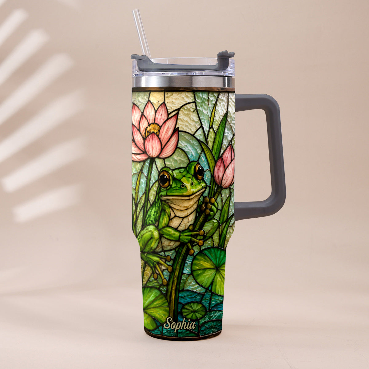 Cute Frog - Personalized Frog Tumbler With Handle