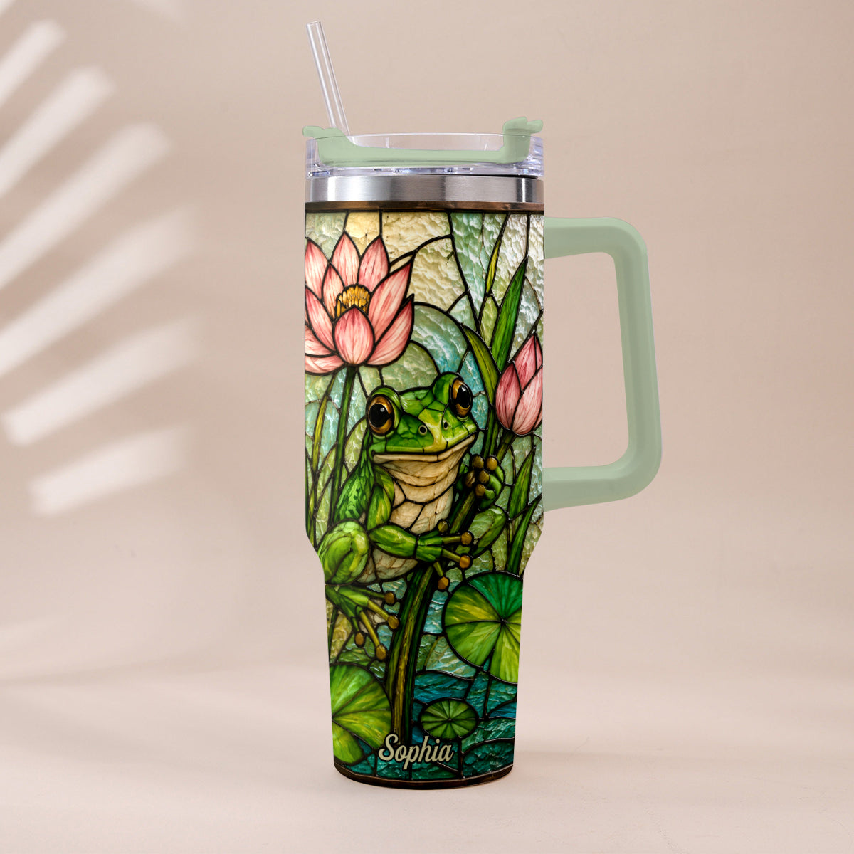 Cute Frog - Personalized Frog Tumbler With Handle