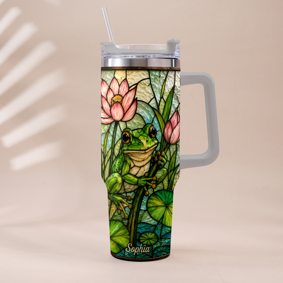 Cute Frog - Personalized Frog Tumbler With Handle
