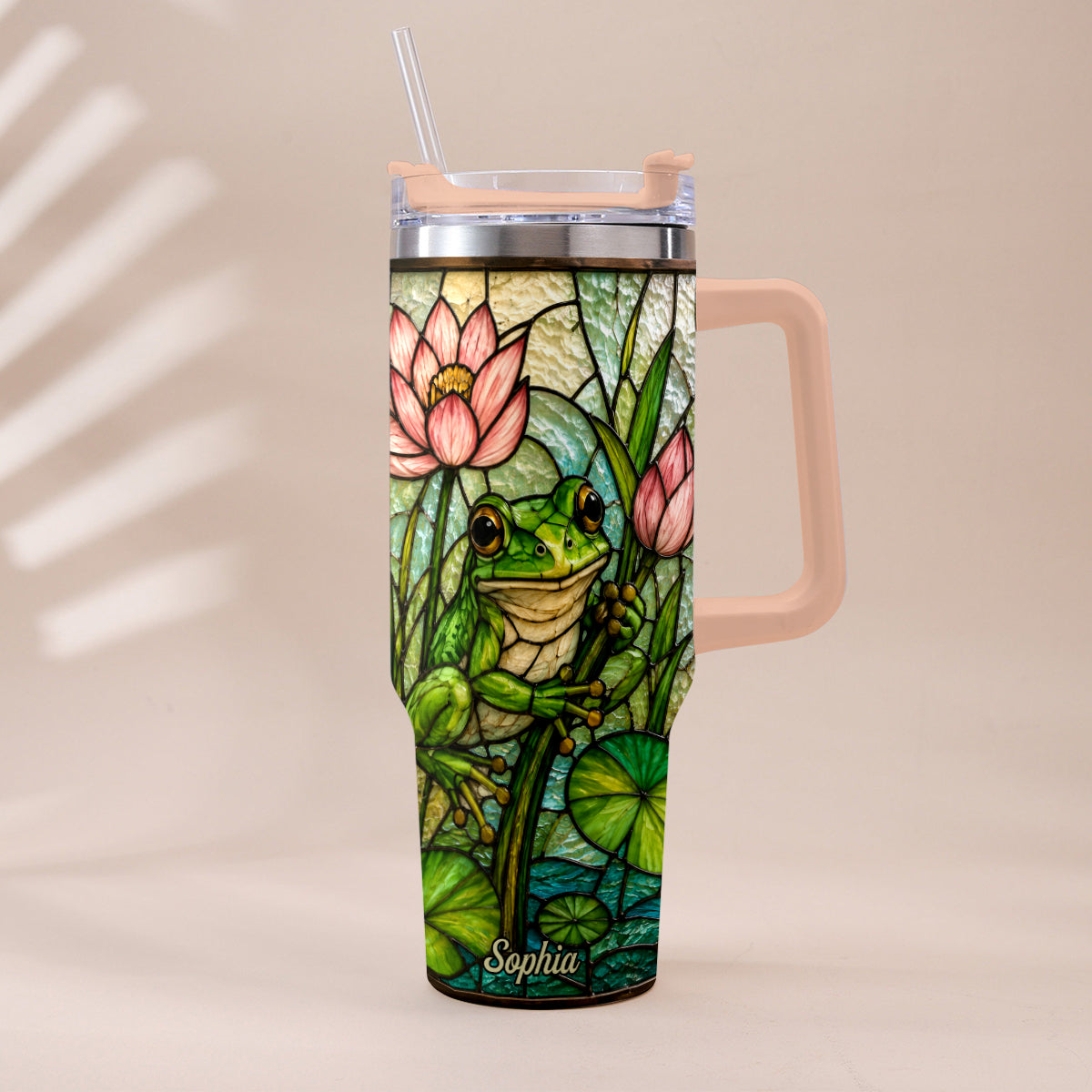 Cute Frog - Personalized Frog Tumbler With Handle