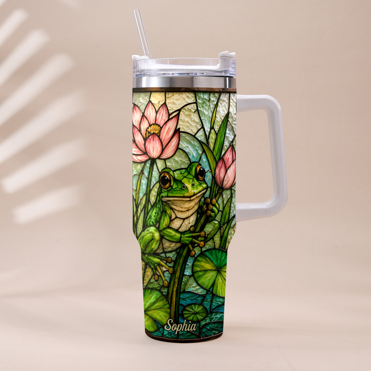 Cute Frog - Personalized Frog Tumbler With Handle
