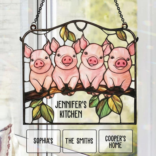 Love Pigs - Personalized Pig Lover Window Hanging Suncatcher Ornament