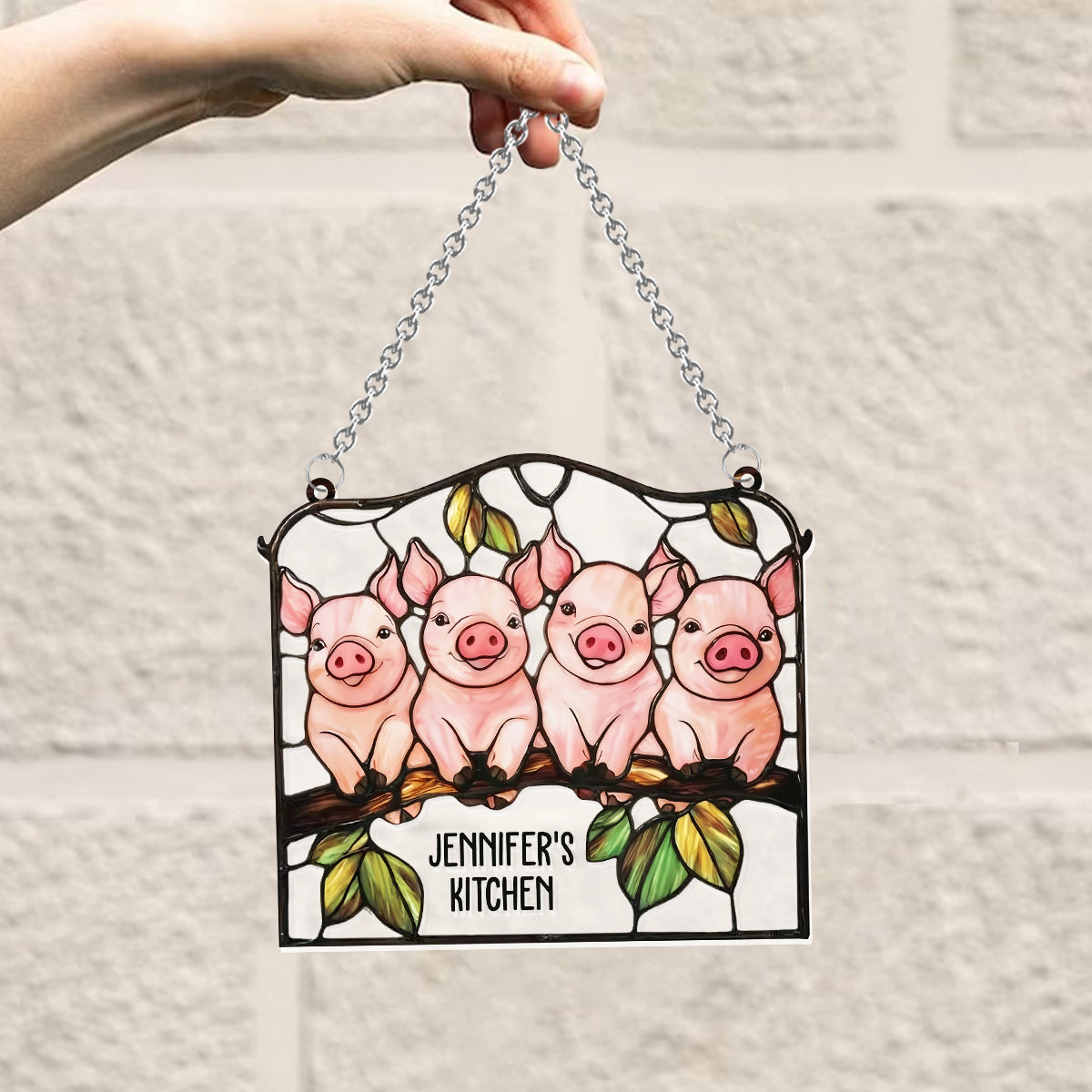 Love Pigs - Personalized Pig Lover Window Hanging Suncatcher Ornament