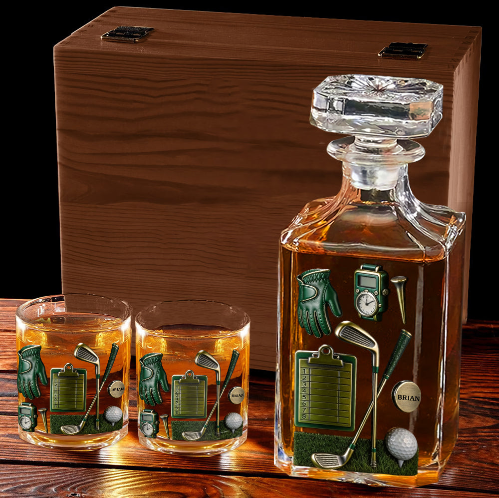 Golf is A Good Walk Spoiled - Personalized Golf Whiskey Decanter Set