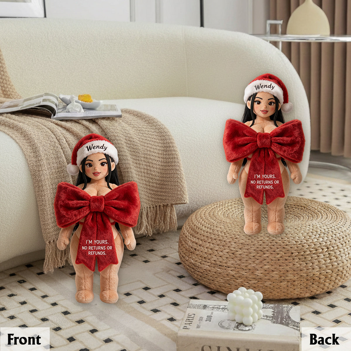 Unwrap Me - Personalized Spicy Couple Premium Faux Fur Pillow