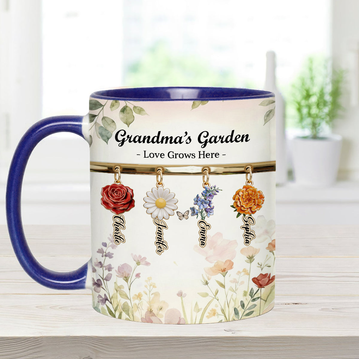 Love Grows Here - Personalized Grandma Set Accent Mug with Acrylic Stirrers