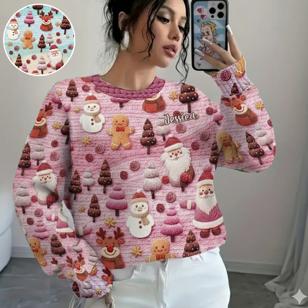 Merry Christmas Santa Cartoon Characters - Personalized Christmas Ugly Sweater