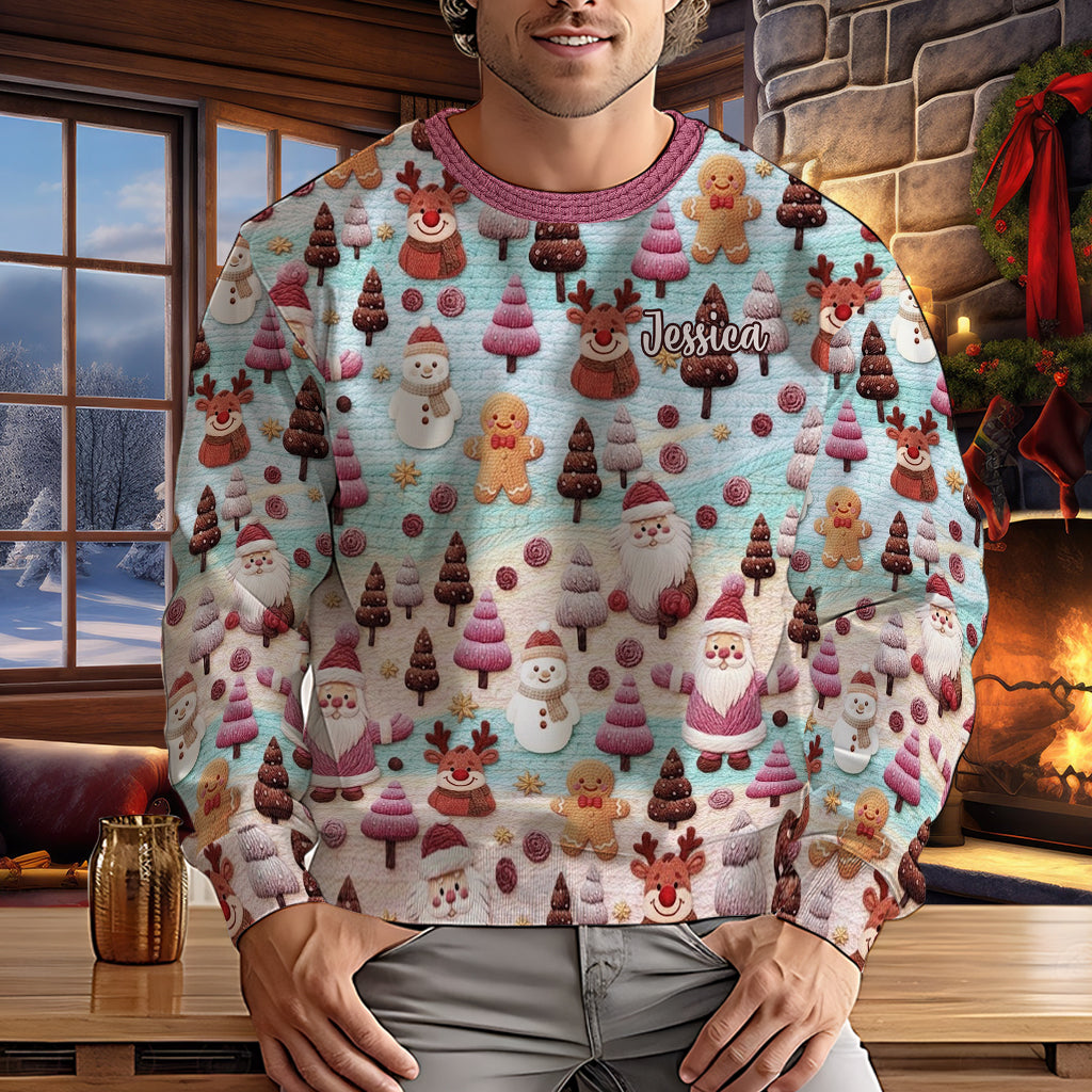 Merry Christmas Santa Cartoon Characters - Personalized Christmas Ugly Sweater