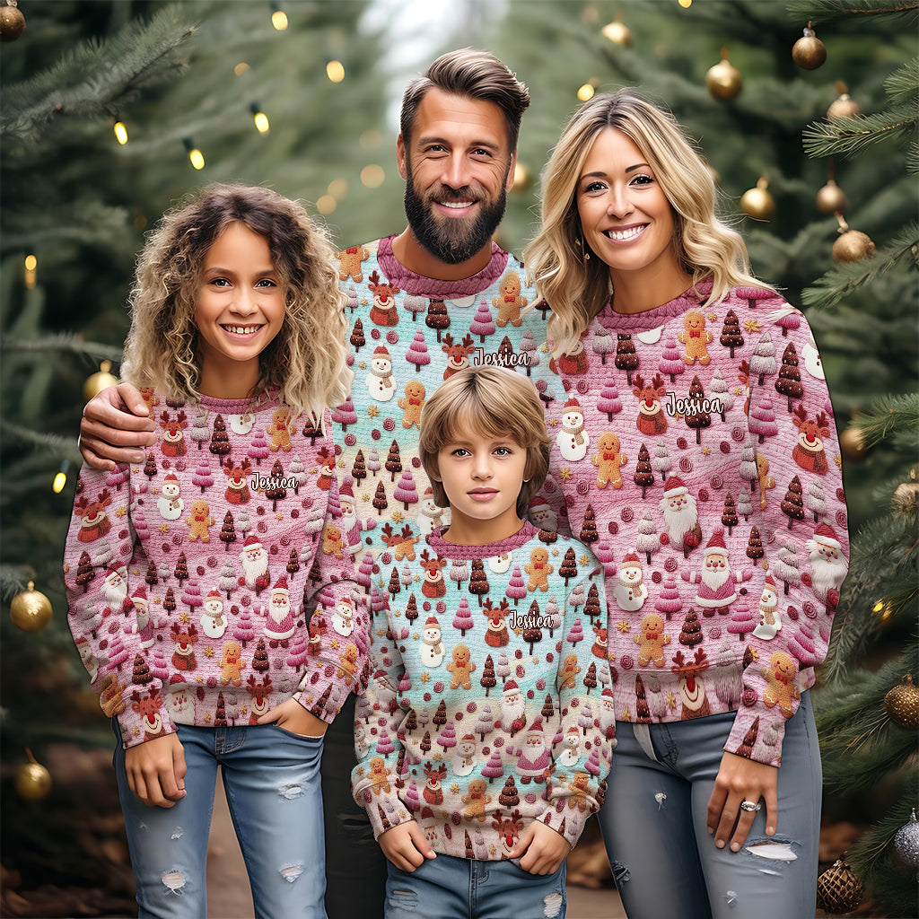 Merry Christmas Santa Cartoon Characters - Personalized Christmas Ugly Sweater