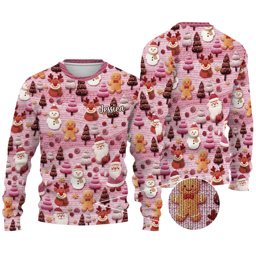 Merry Christmas Santa Cartoon Characters - Personalized Christmas Ugly Sweater