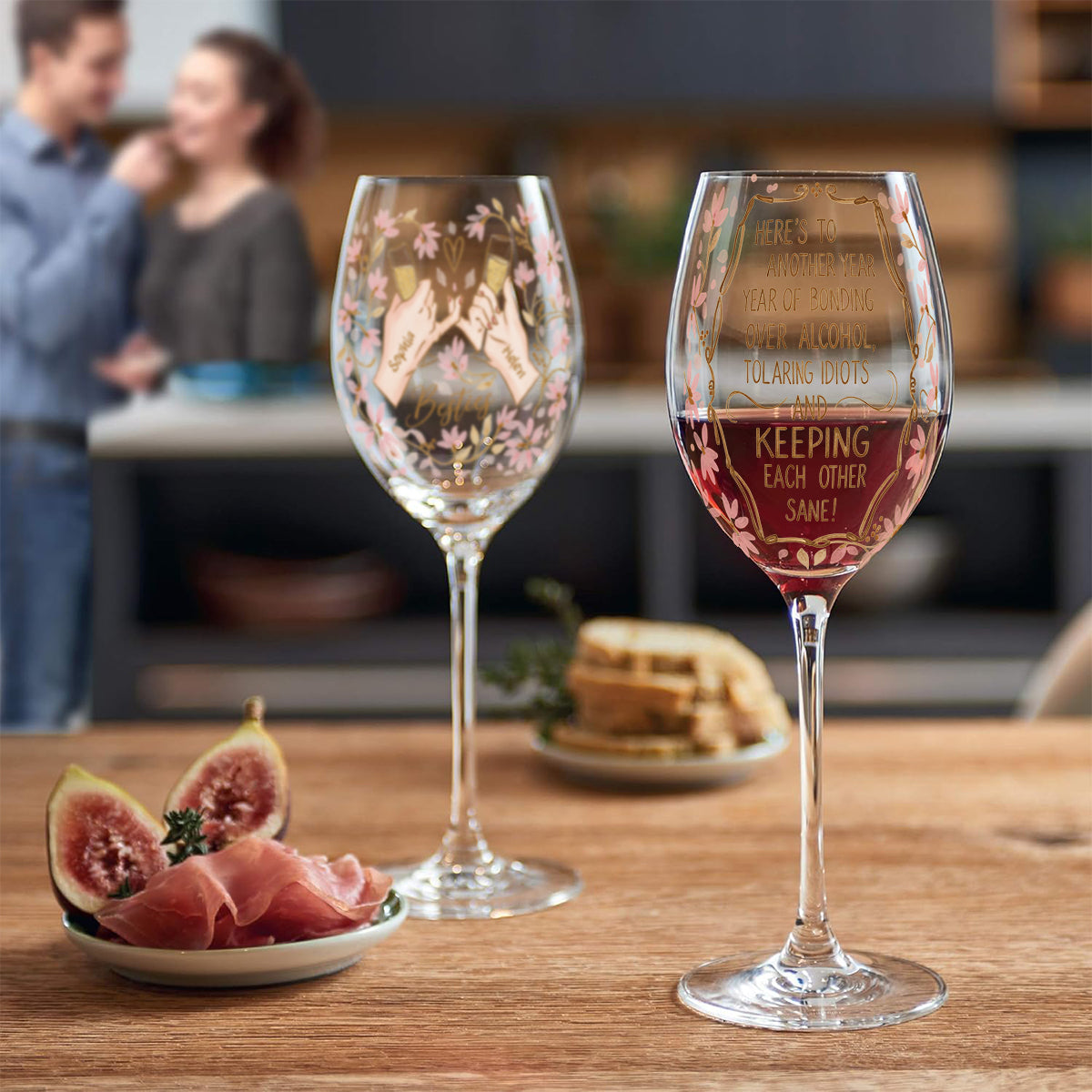 Besties Another Year Together - Personalized Bestie Wine Glass With Long Stem