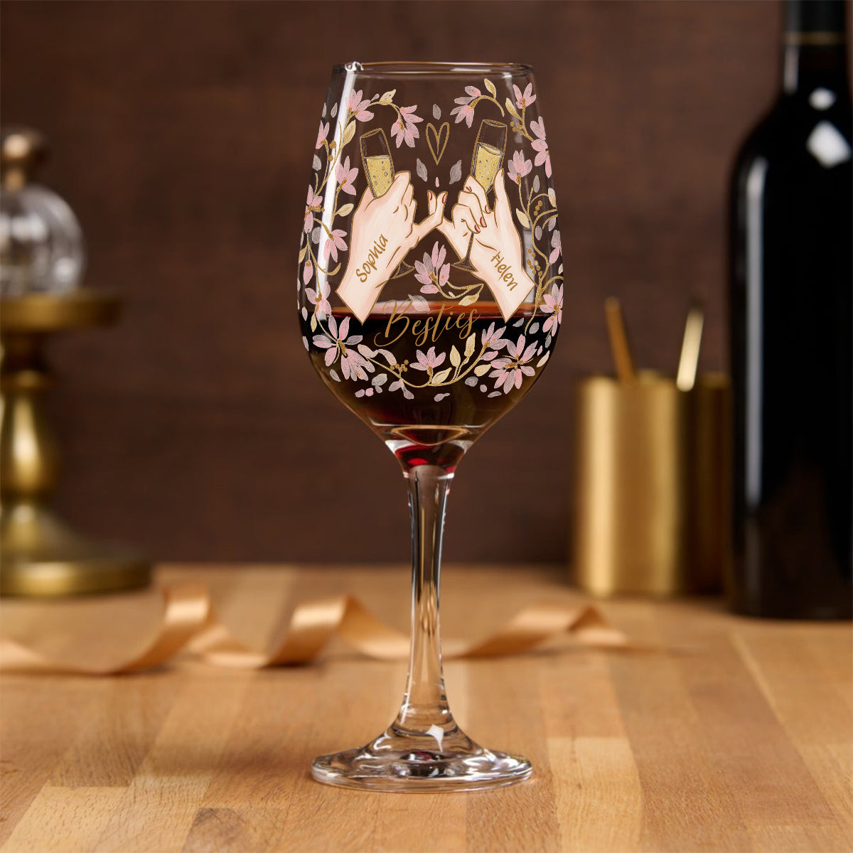 Besties Another Year Together - Personalized Bestie Wine Glass With Long Stem