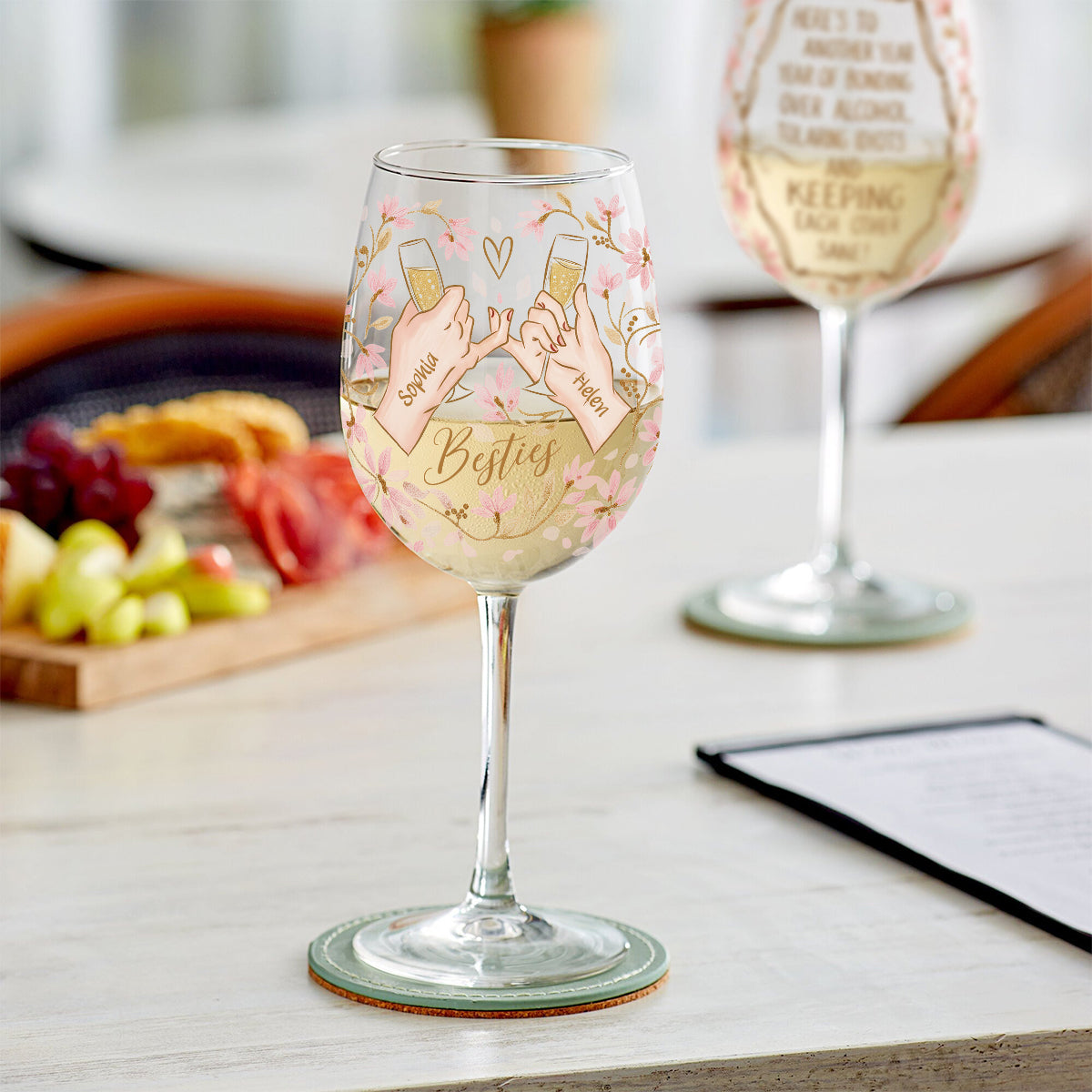 Besties Another Year Together - Personalized Bestie Wine Glass With Long Stem