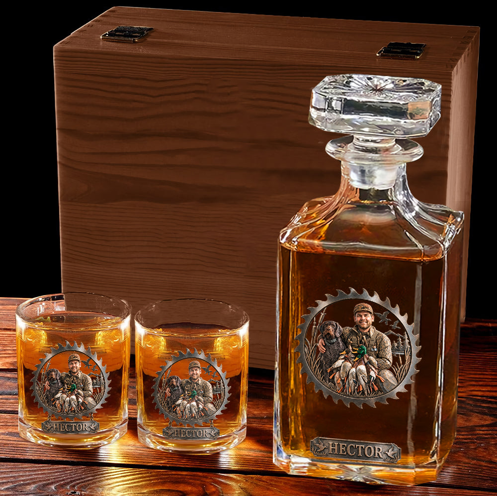 Custom From Any Photo - Personalized Hunting Whiskey Decanter Set